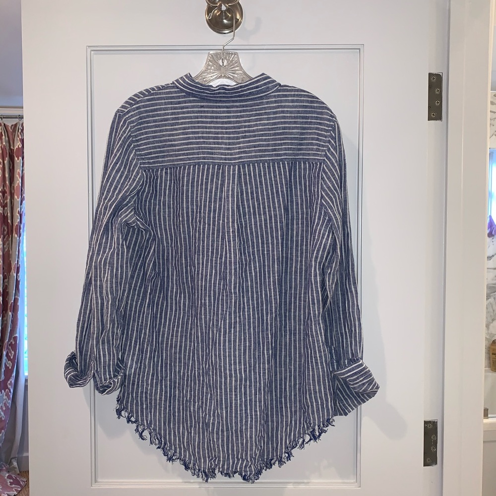 Beachlunchlounge Striped Linen Blouse | SZ M - Picture 3 of 3